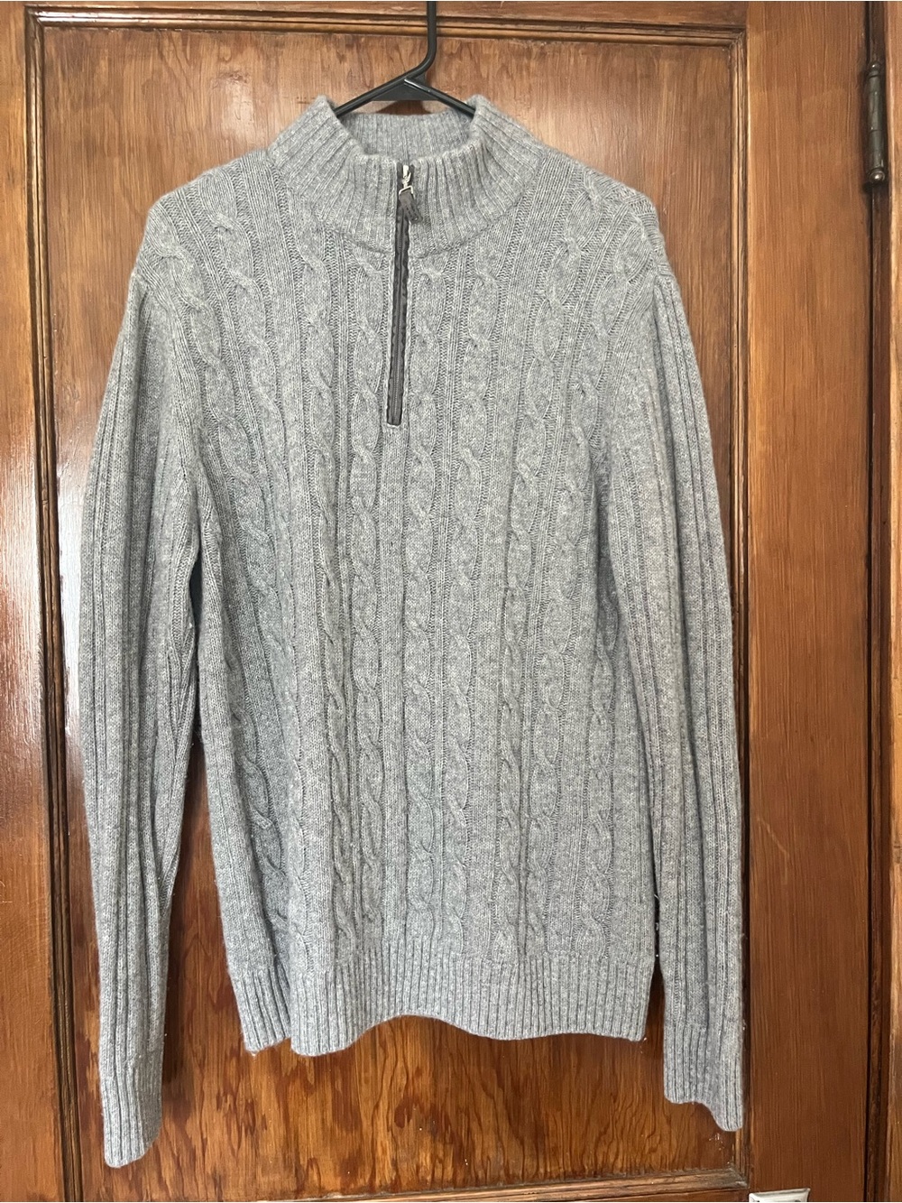 Daniele Blasi Men's Grey Cable-Knit Half-Zip Sweater